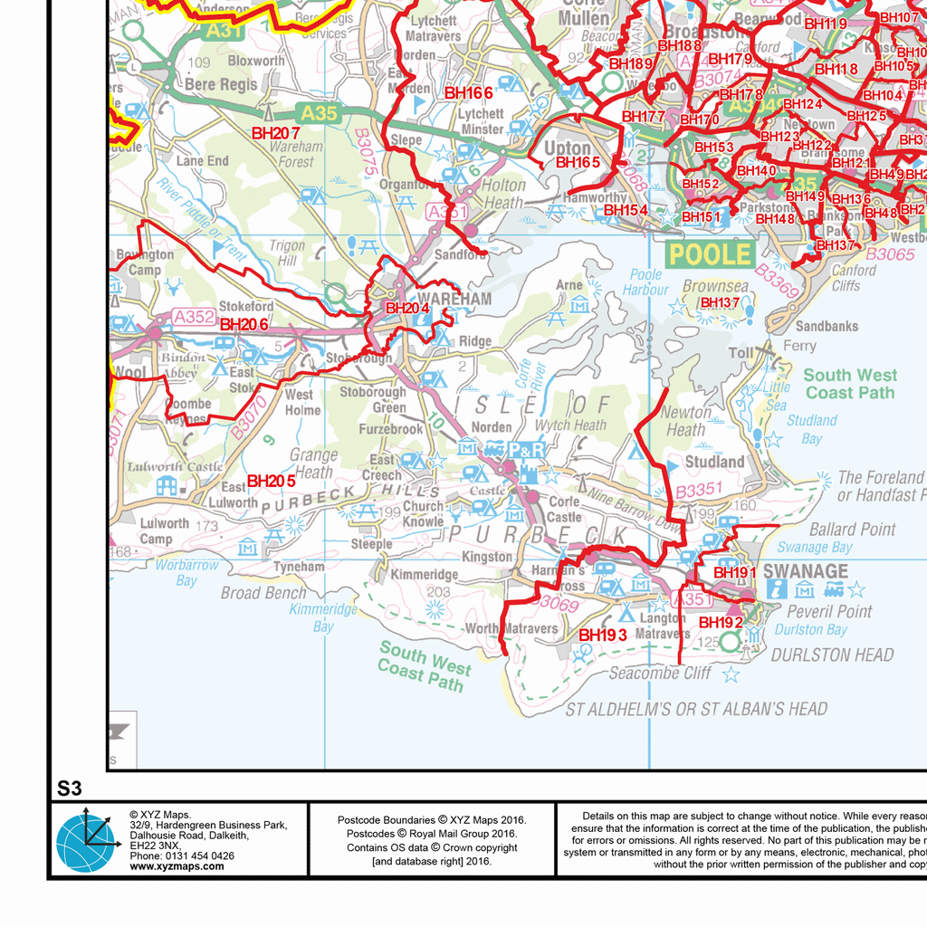 Postcode Sector Map - (S3) - Central Southern England - Editable GeoPDF
