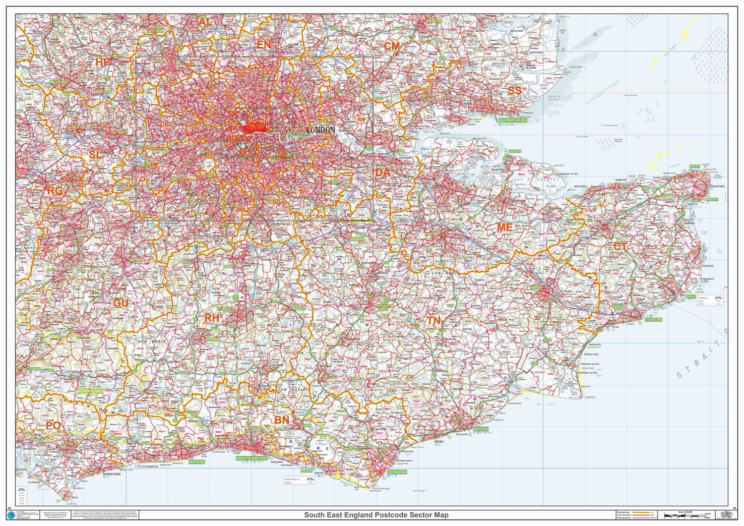 Postcode Sector Map - (S4) - South East England - GIF Image