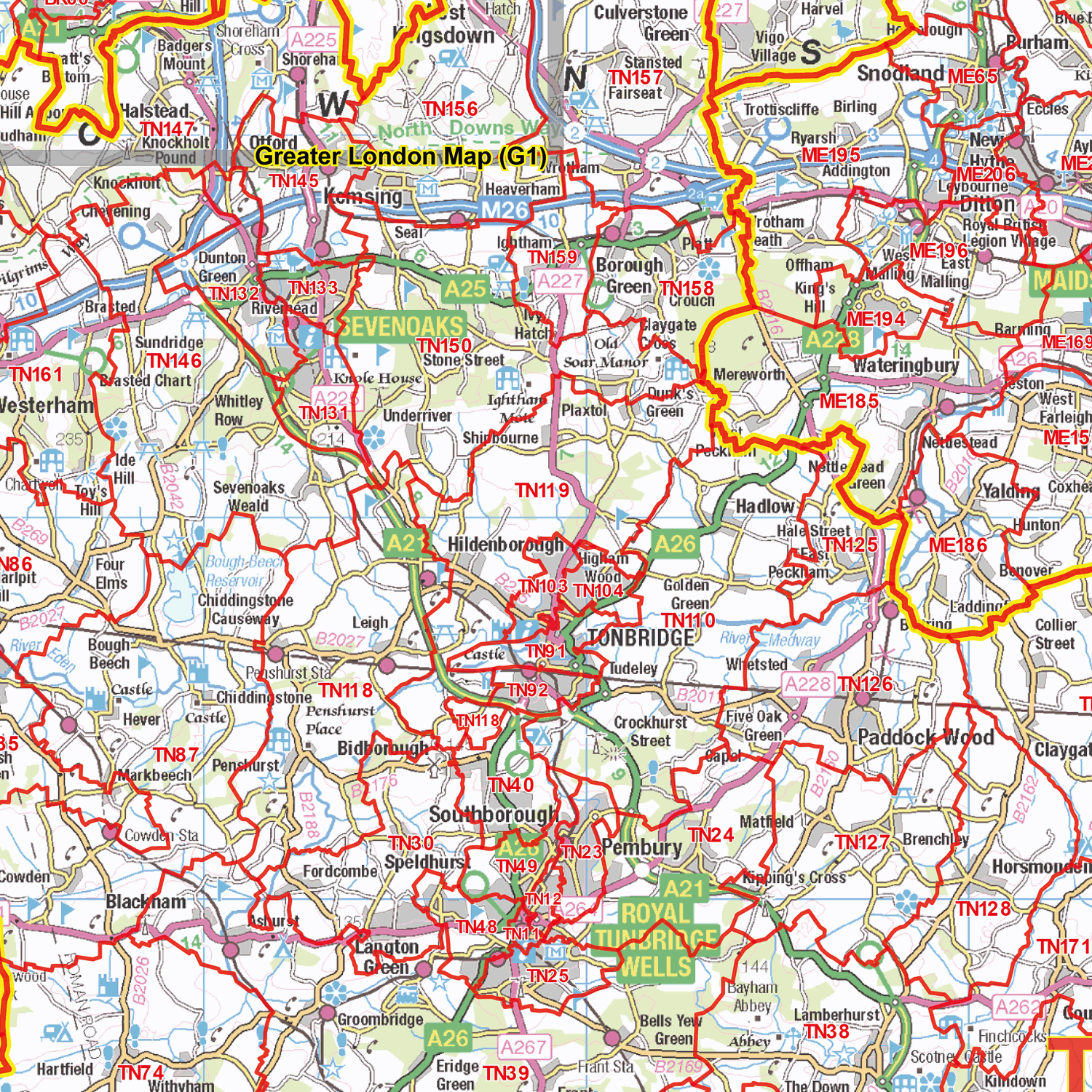 Postcode Sector Map - (S4) - South East England - GIF Image