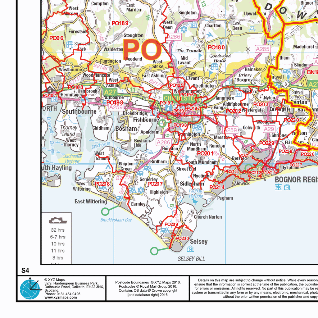 Postcode Sector Map - (S4) - South East England - GIF Image