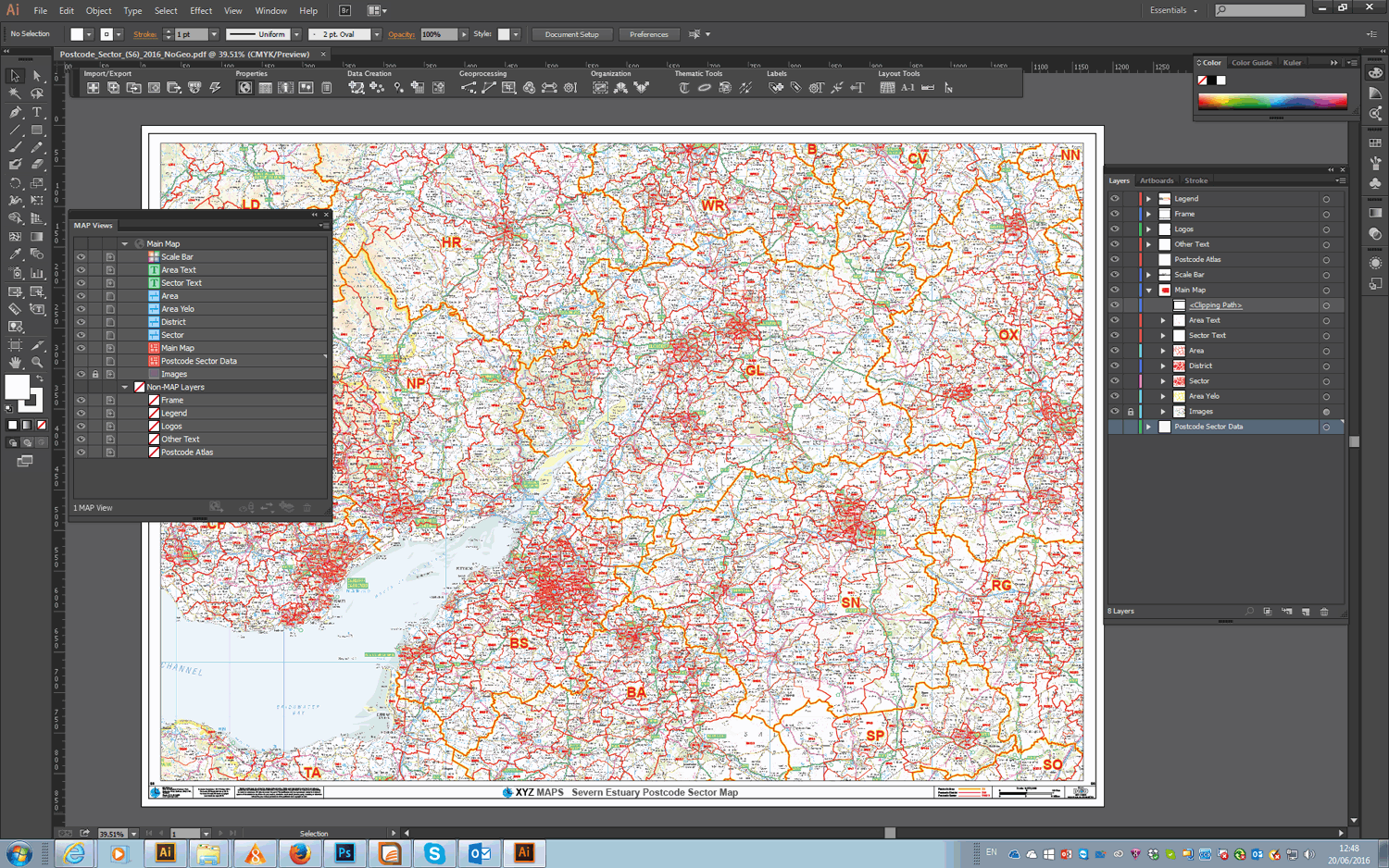 Postcode Sector Map - (S6) - Severn Estuary - Editable GeoPDF
