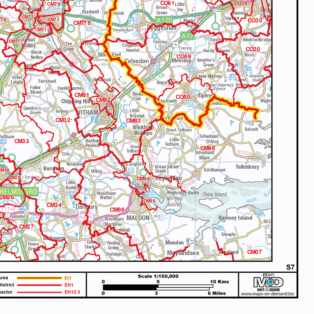 Midlands Postcode List Postcode Sector Map - (S7) - East Midlands - GeoPDF – XYZ Maps