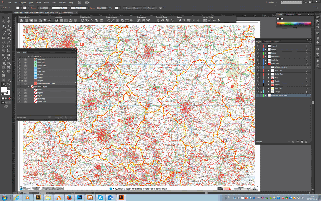 4017 Postcode Map Postcode Sector Map - (S7) - East Midlands - GeoPDF – XYZ Maps