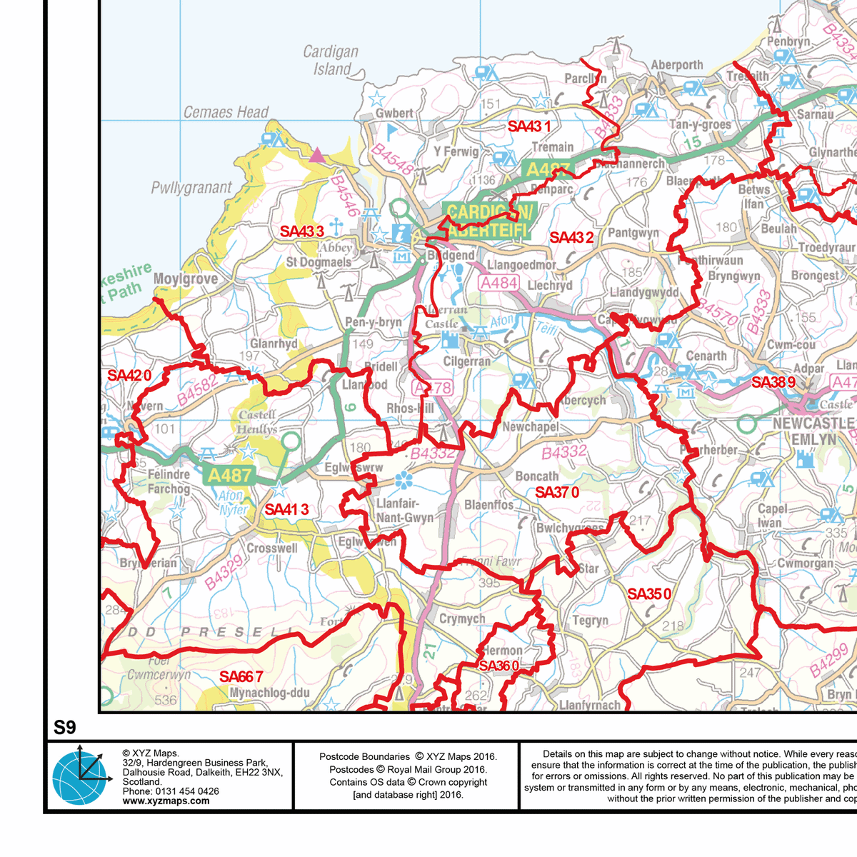 Postcode Sector Map - (S9) - North Wales - GIF Image – XYZ Maps