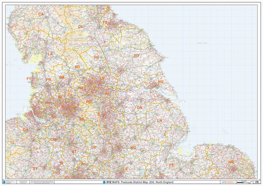 North England - Postcode District - Editable GeoPDF – XYZ Maps
