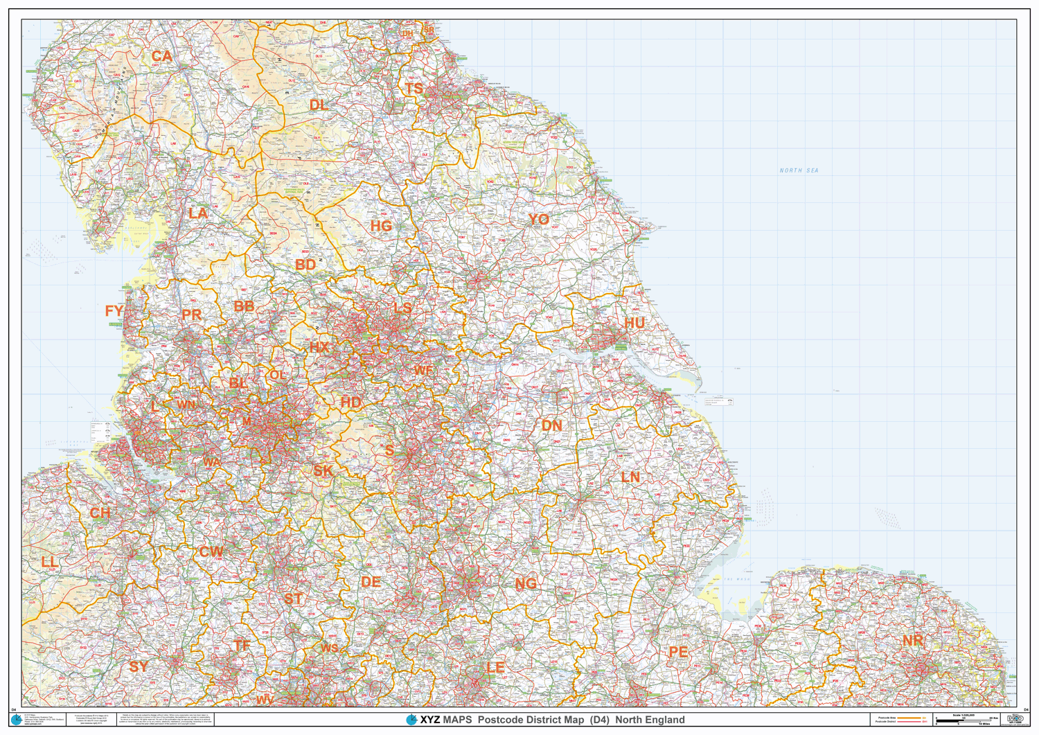 Printable Postcode Map Da North England - Postcode District - Editable GeoPDF – XYZ Maps