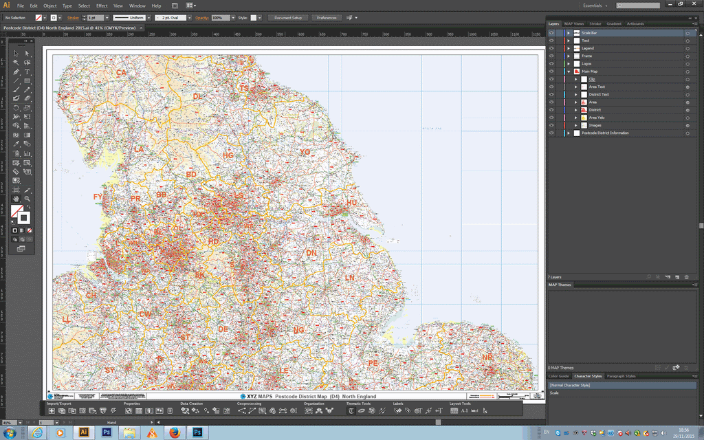 Postcode Layer Map North England - Postcode District - Editable GeoPDF – XYZ Maps