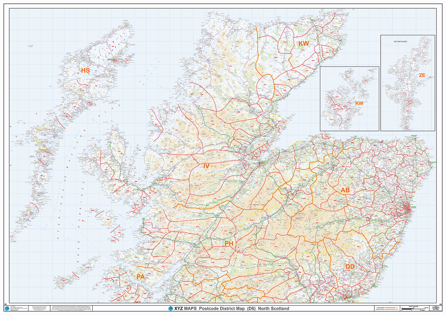 North Scotland - Postcode District - Editable GeoPDF