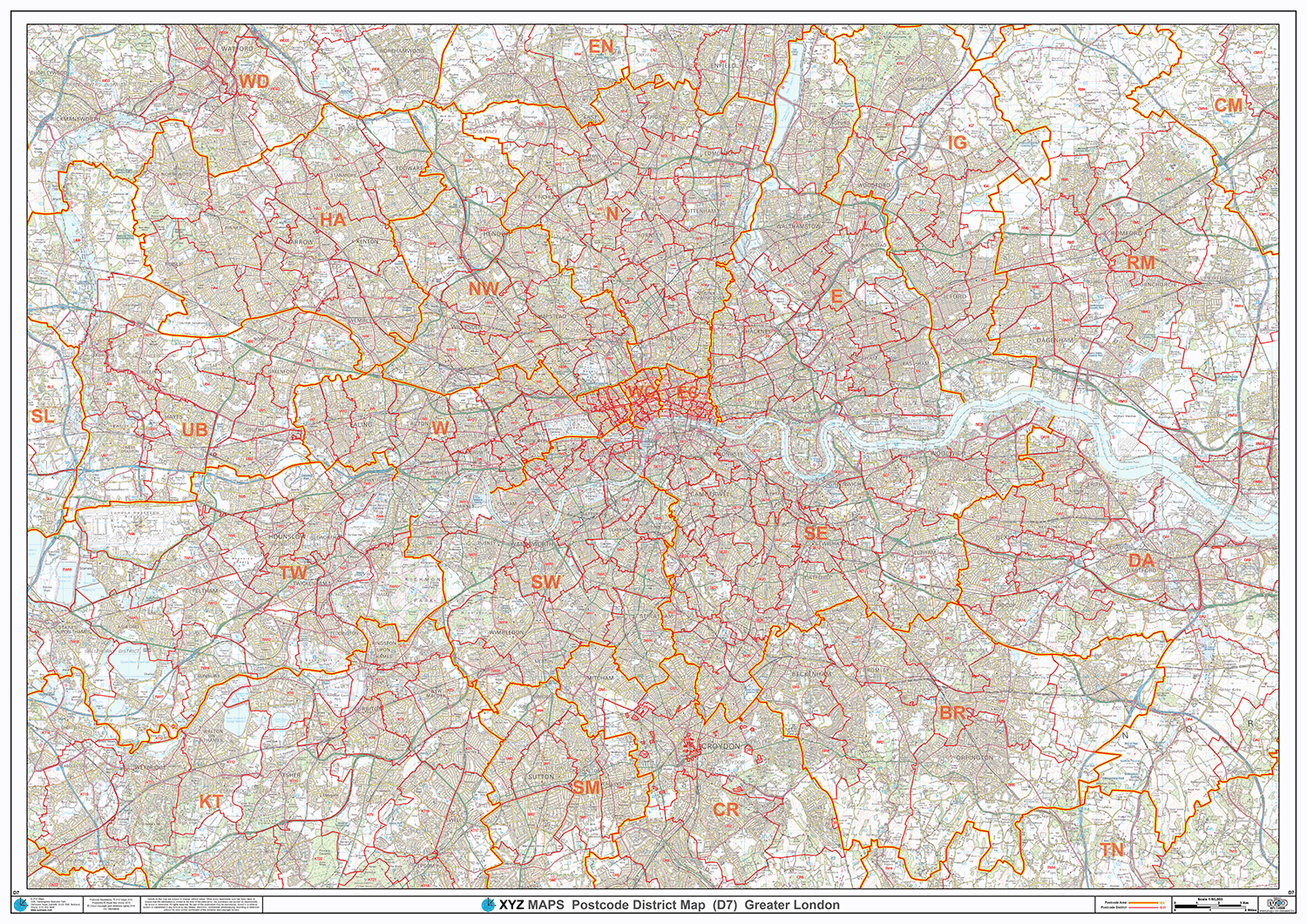 Greater London - Postcode District - Editable GeoPDF