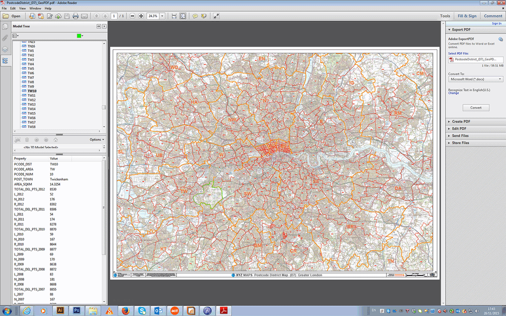 Greater London - Postcode District - Editable GeoPDF