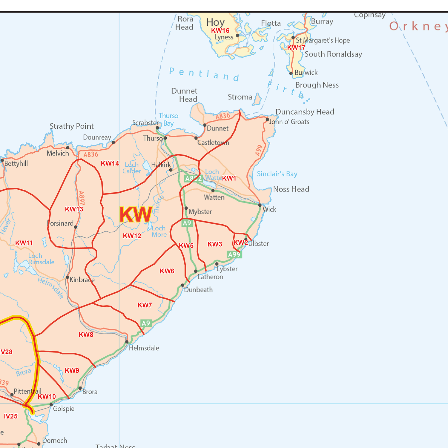 UK Political Postcode District Wall Map - (D8)