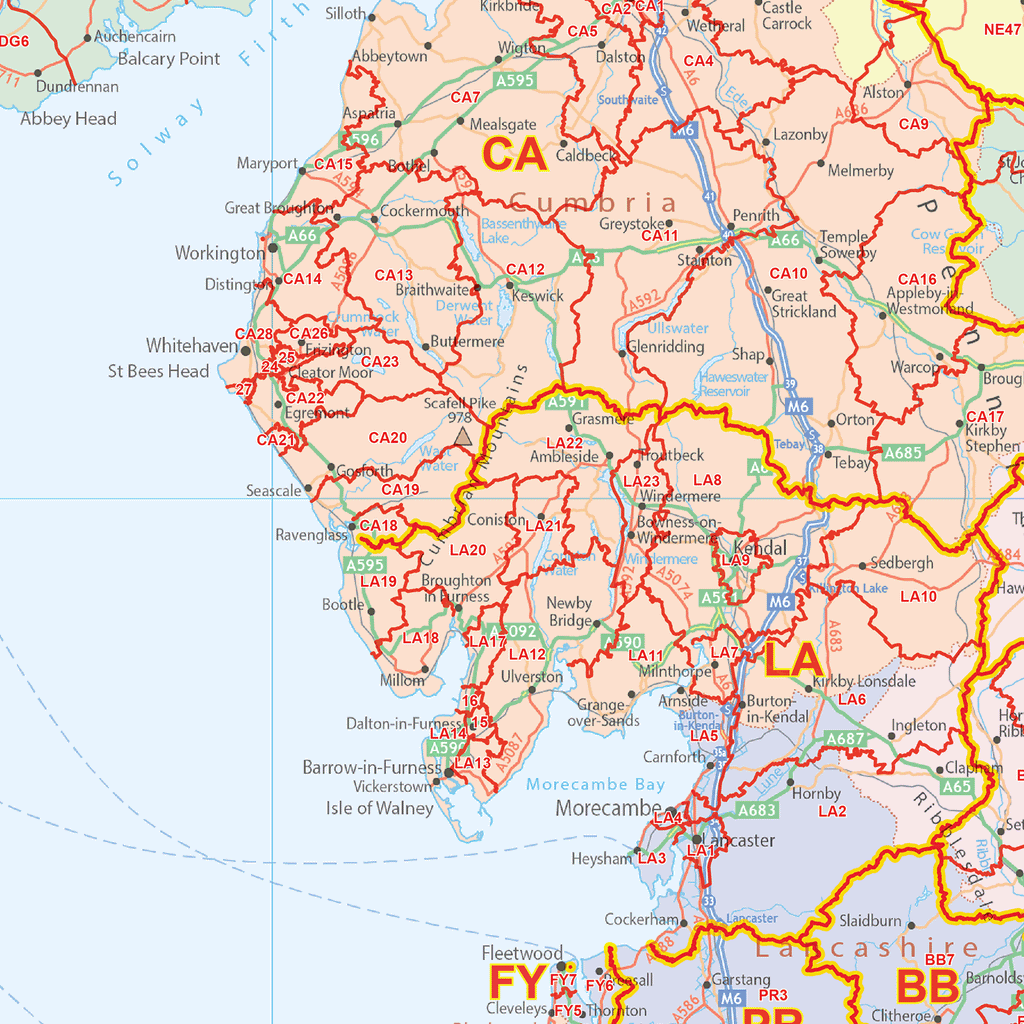 Ud8 Postcode Map UK Political - Postcode District - (D8) - Wall Map (6'x4') – XYZ Maps