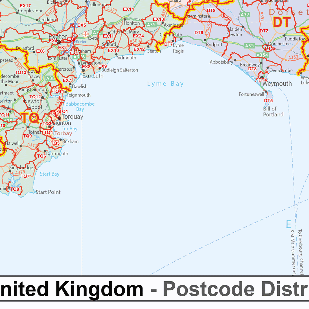 D11 Postcode Map UK Political - Postcode District - (D8) - Wall Map (6'x4') – XYZ Maps