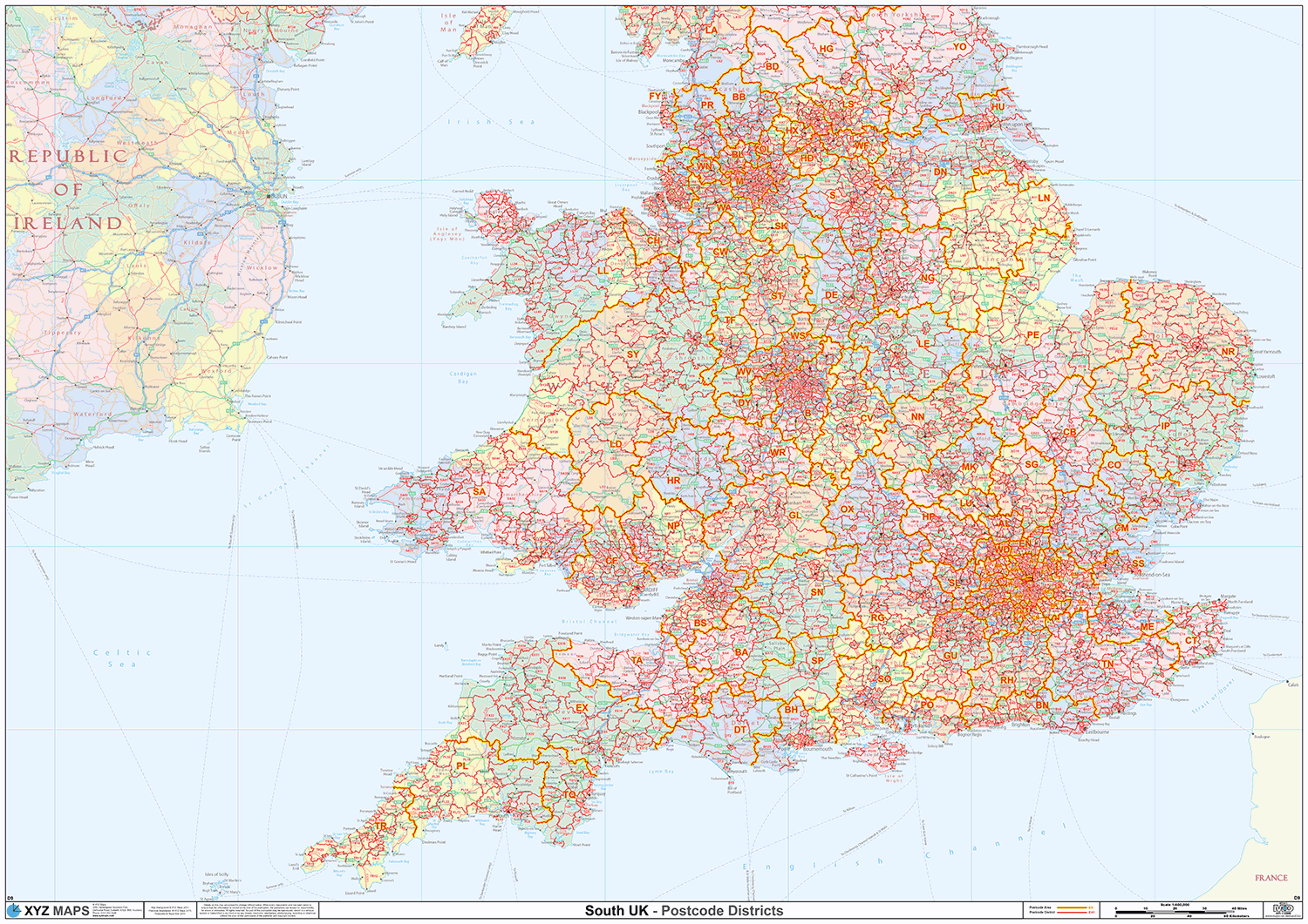 England & Wales - Postcode District - GIF Image