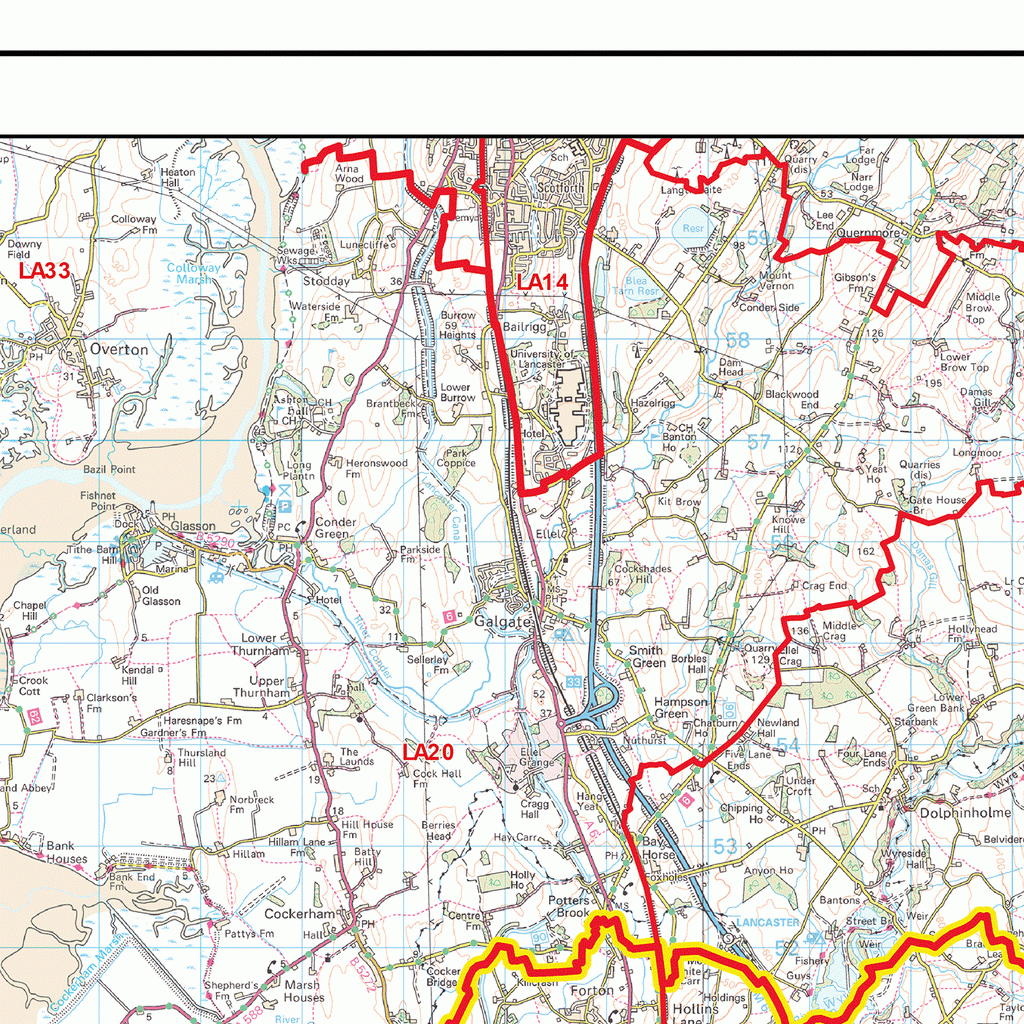 Preston - PR - Postcode Wall Map