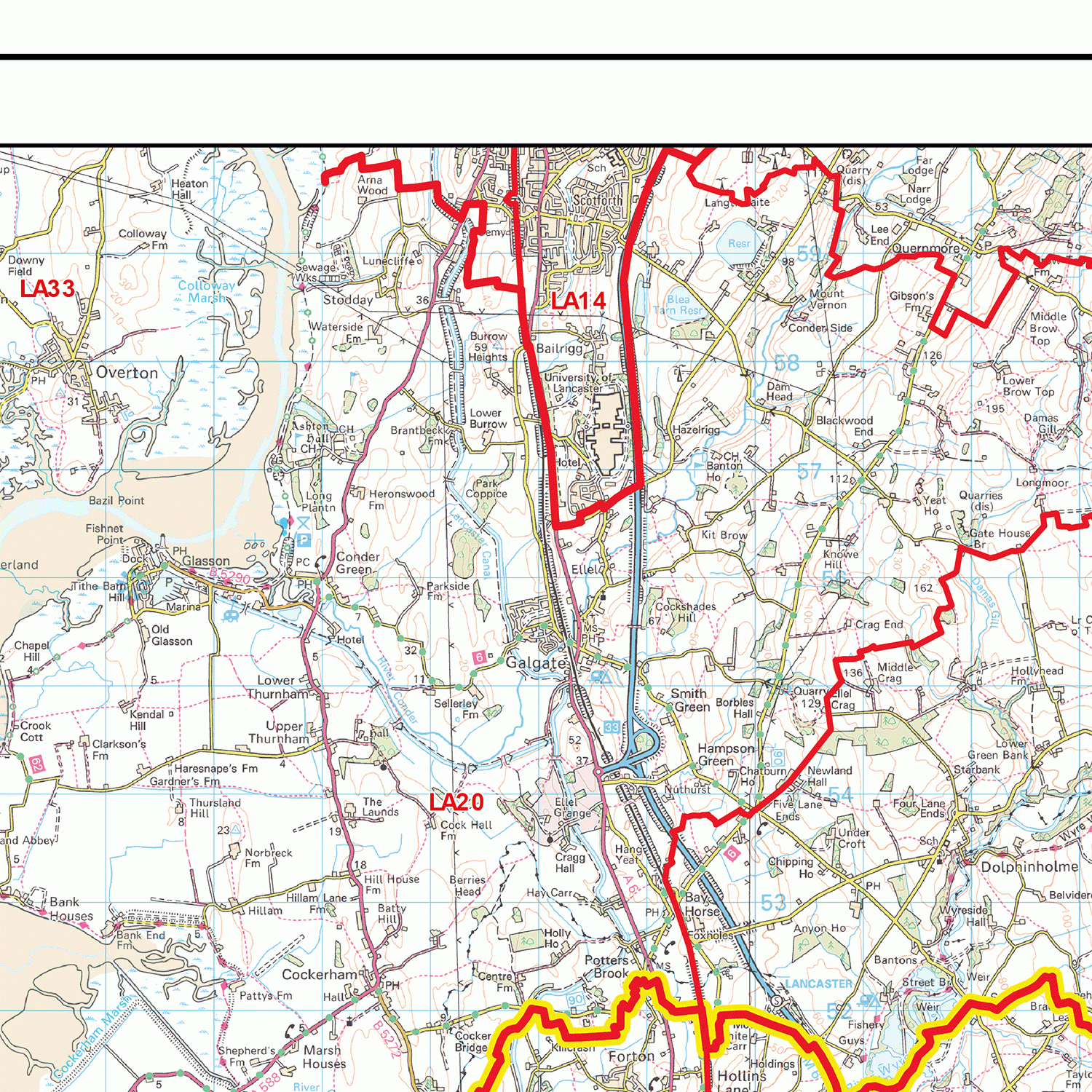 Preston - PR - Postcode Wall Map