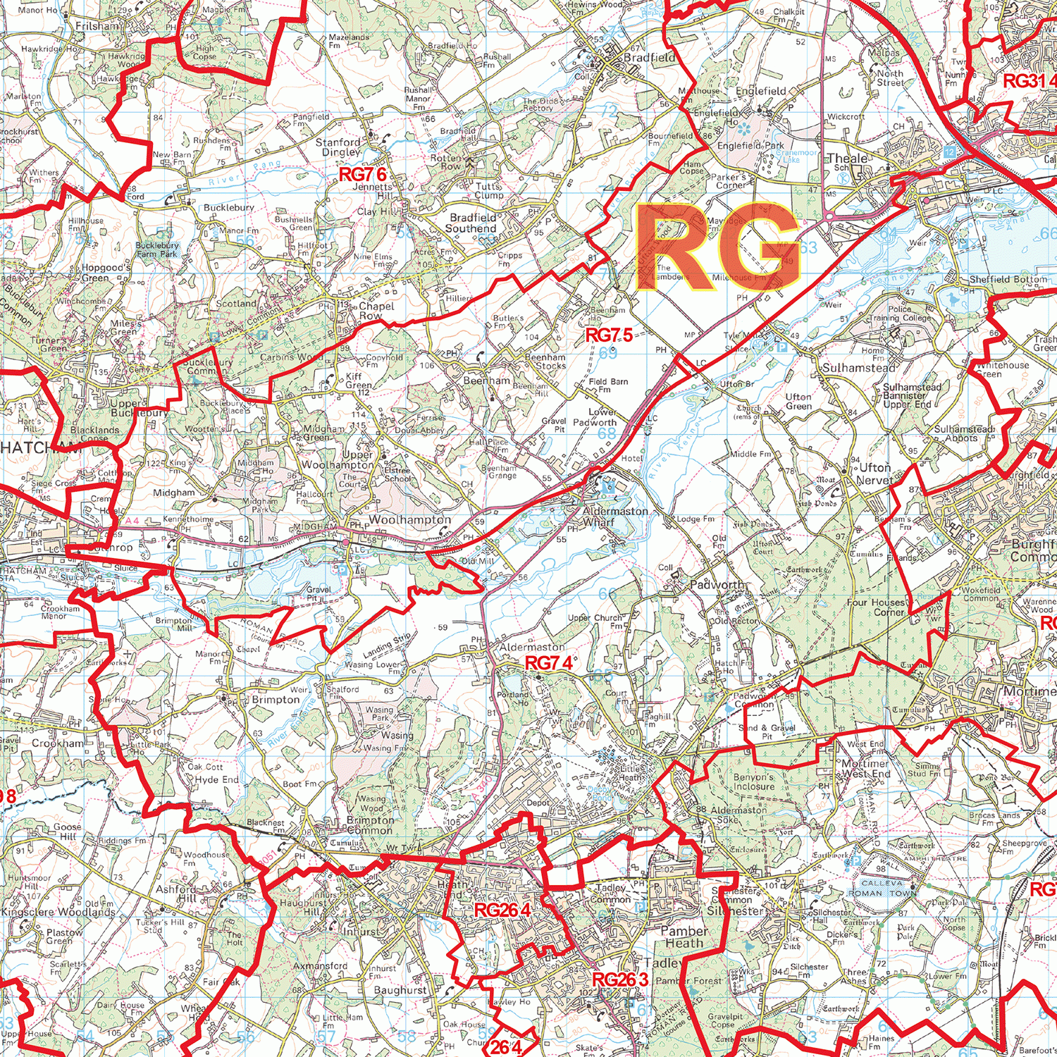 Reading - RG - Postcode Wall Map