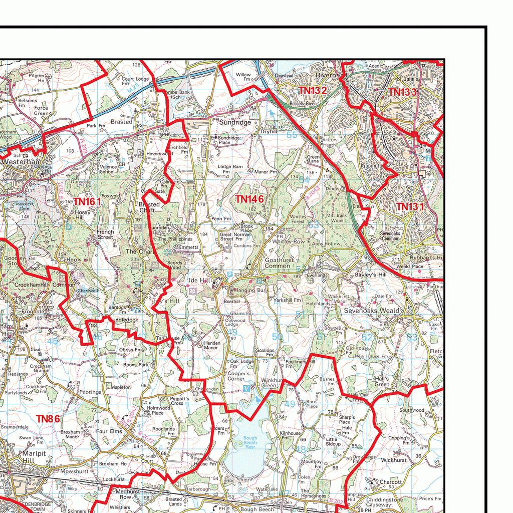 Redhill - RH  - Postcode Wall Map