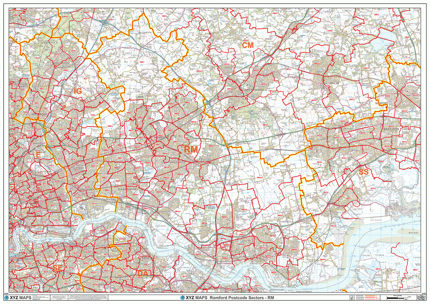 Romford - RM - Postcode Wall Map
