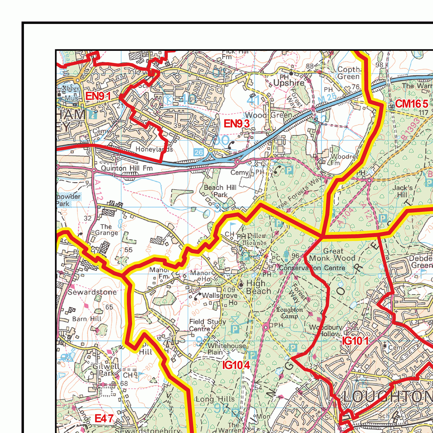Romford - RM - Postcode Wall Map