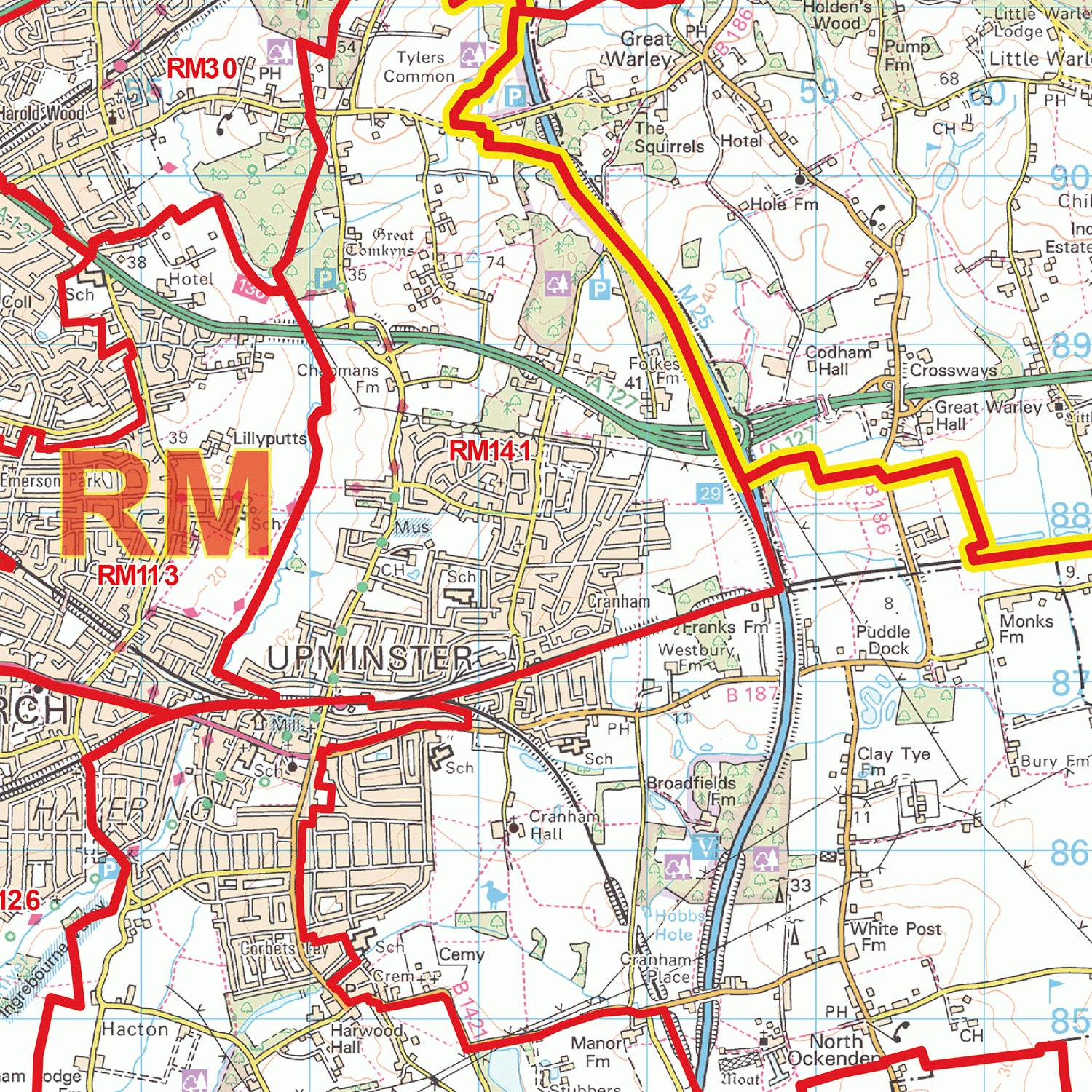Romford - RM - Postcode Wall Map