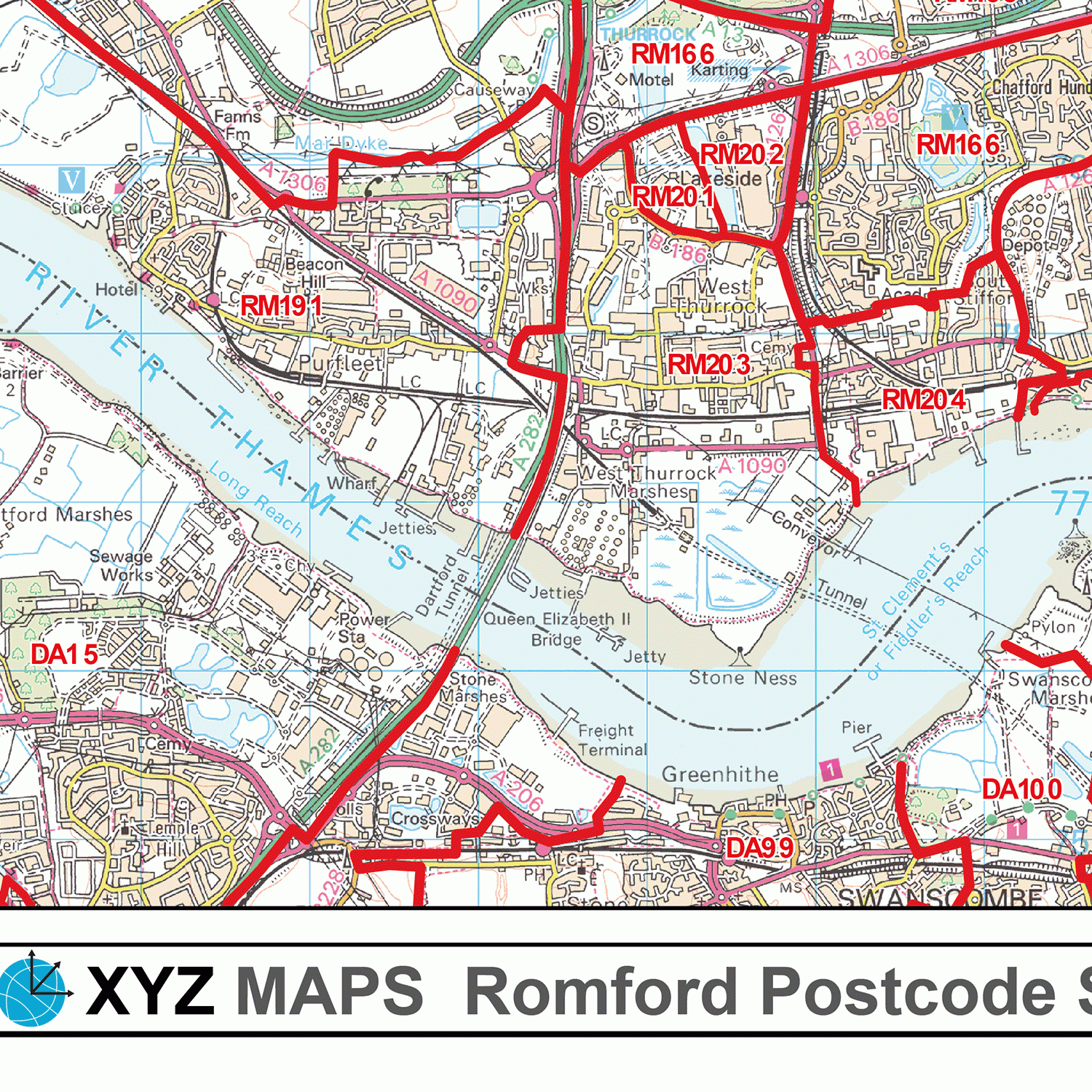 Romford - RM - Postcode Wall Map
