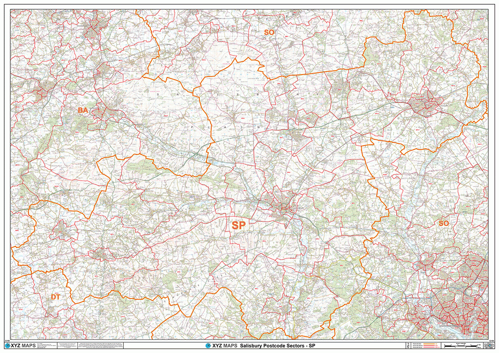 Salisbury - SP - Postcode Wall Map