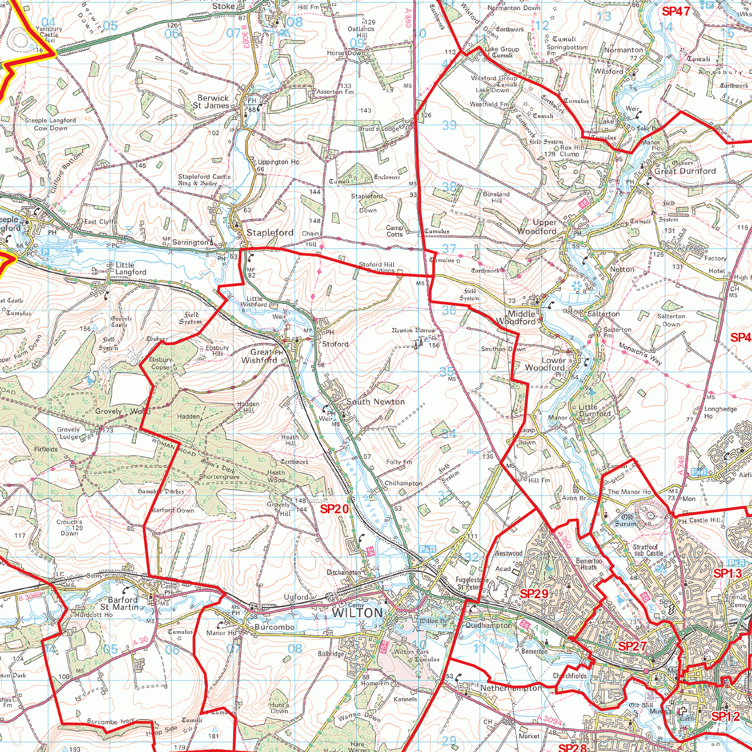 Salisbury - SP - Postcode Wall Map