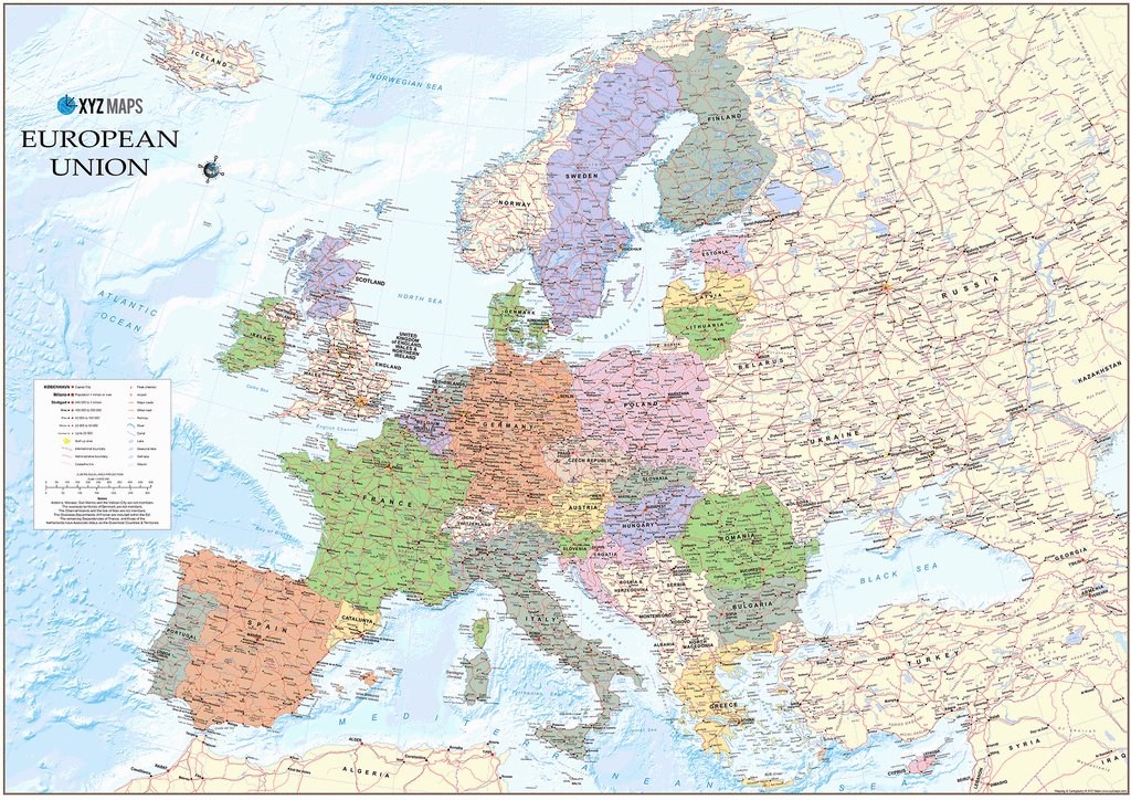 Scottish Catalan European Union - Post-Brexit Wall Map