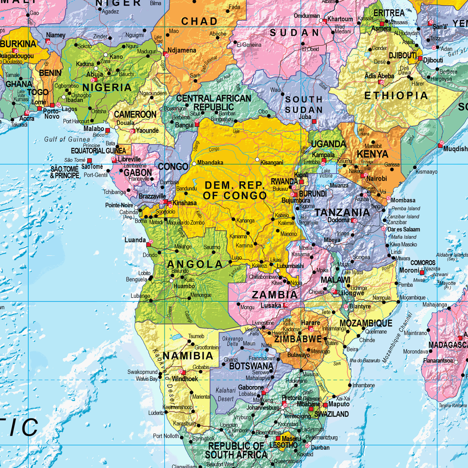 Scottish World Political Map - Large 1:30m - GIF Image