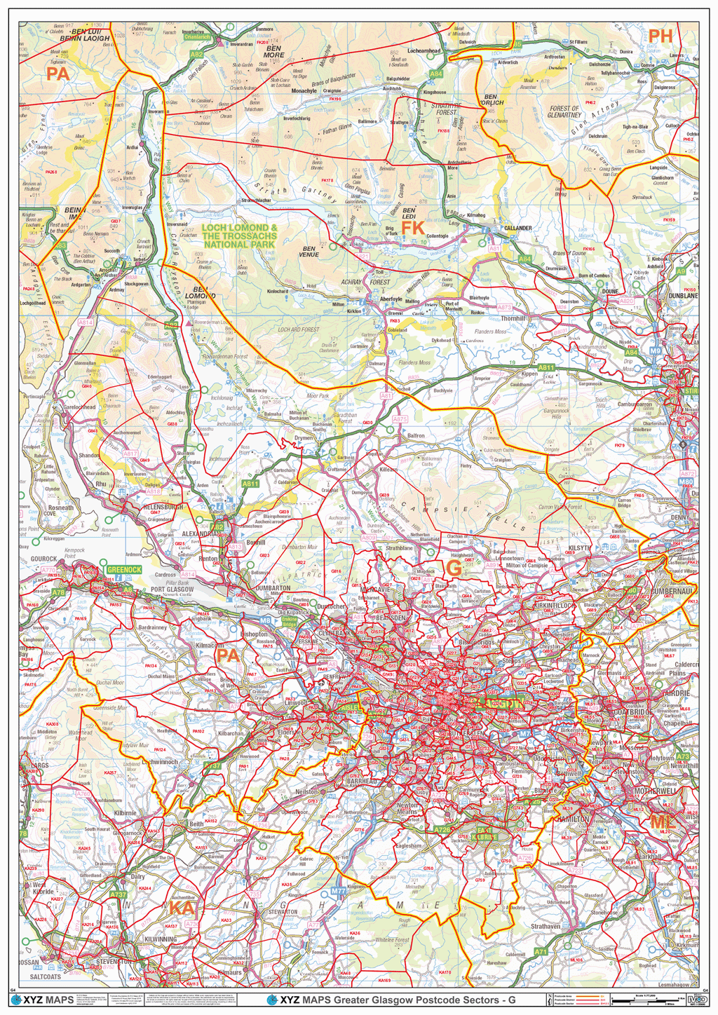 G74 Postcode Glasgow - G - Postcodes Editable GeoPDF (G4) – XYZ Maps