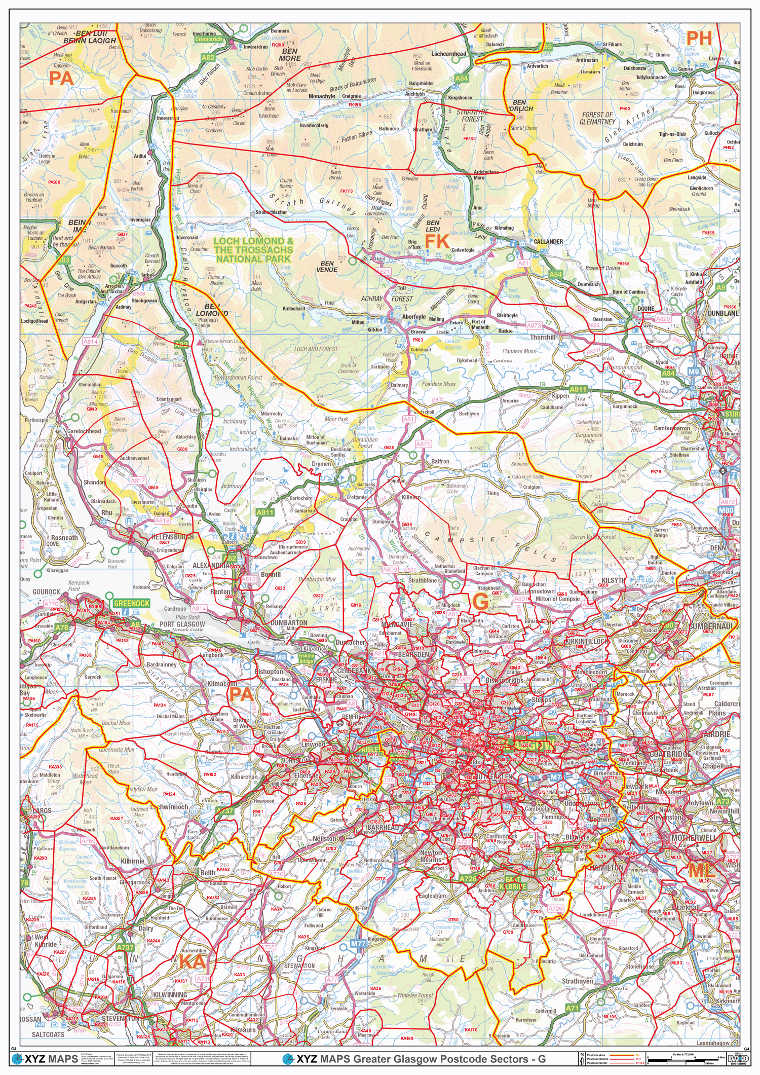 Gl50 Postcode Glasgow - G - Postcodes Editable GeoPDF (G4) – XYZ Maps