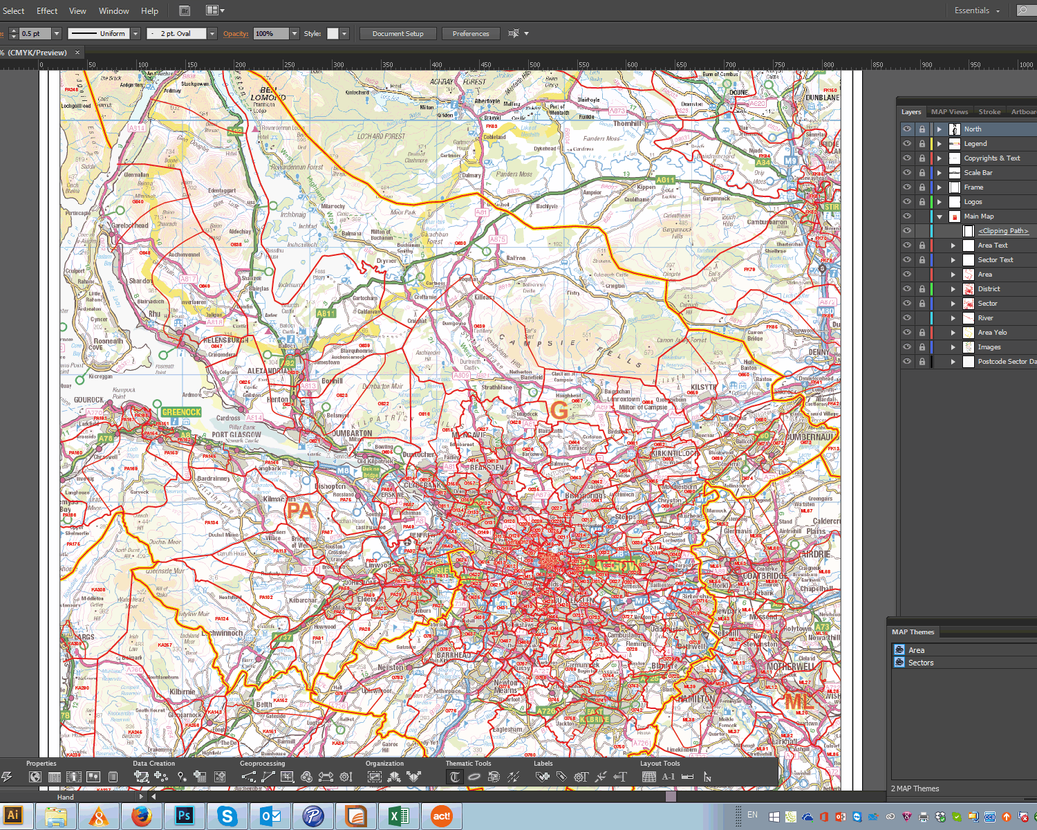 Glasgow - G - Postcodes Editable GeoPDF (G4)