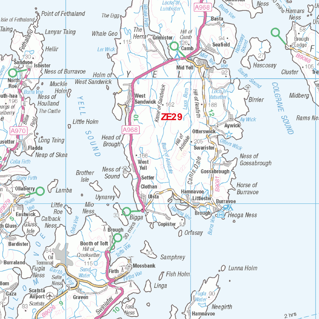 Shetland - ZE- Postcode Wall Map