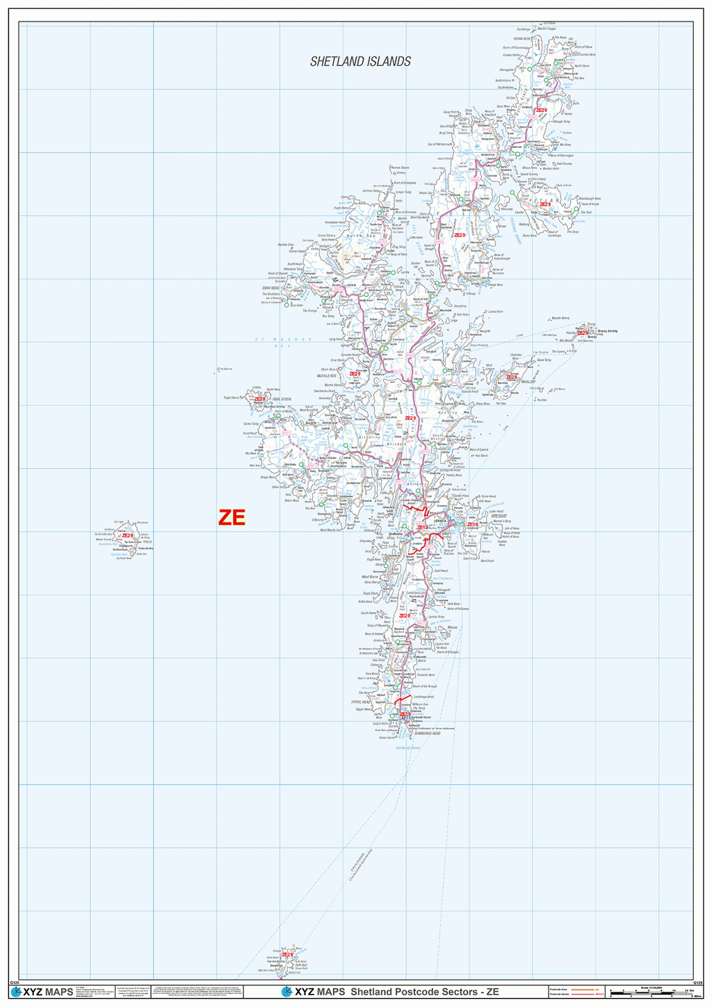 Shetland - ZE- Postcode Wall Map