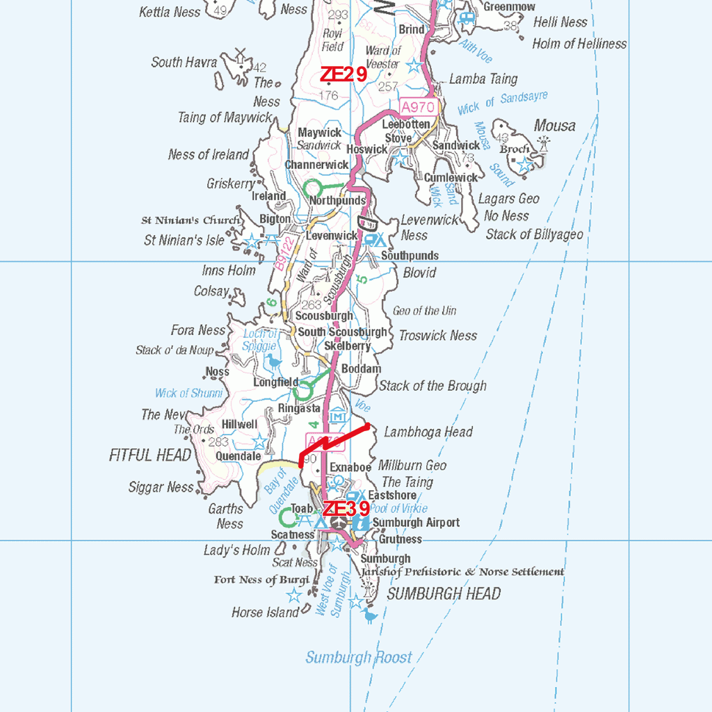 Shetland - ZE- Postcode Wall Map