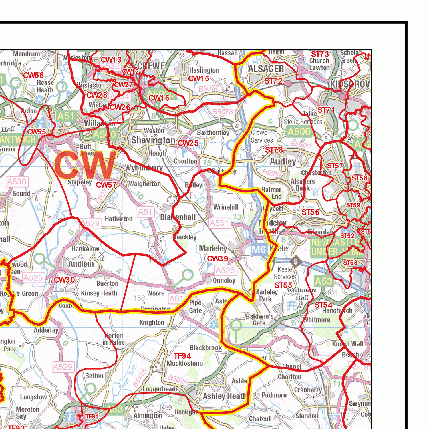 Shrewsbury - SY - Postcode Wall Map