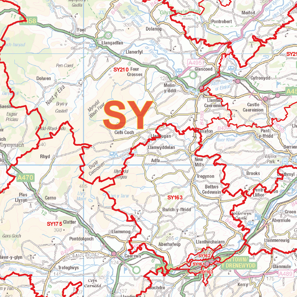Shrewsbury - SY - Postcode Wall Map