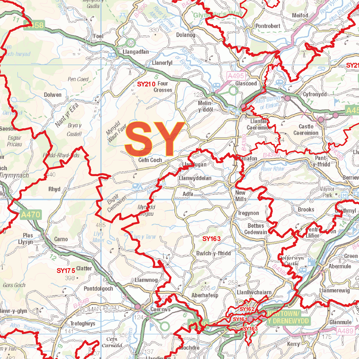 Shrewsbury - SY - Postcode Wall Map