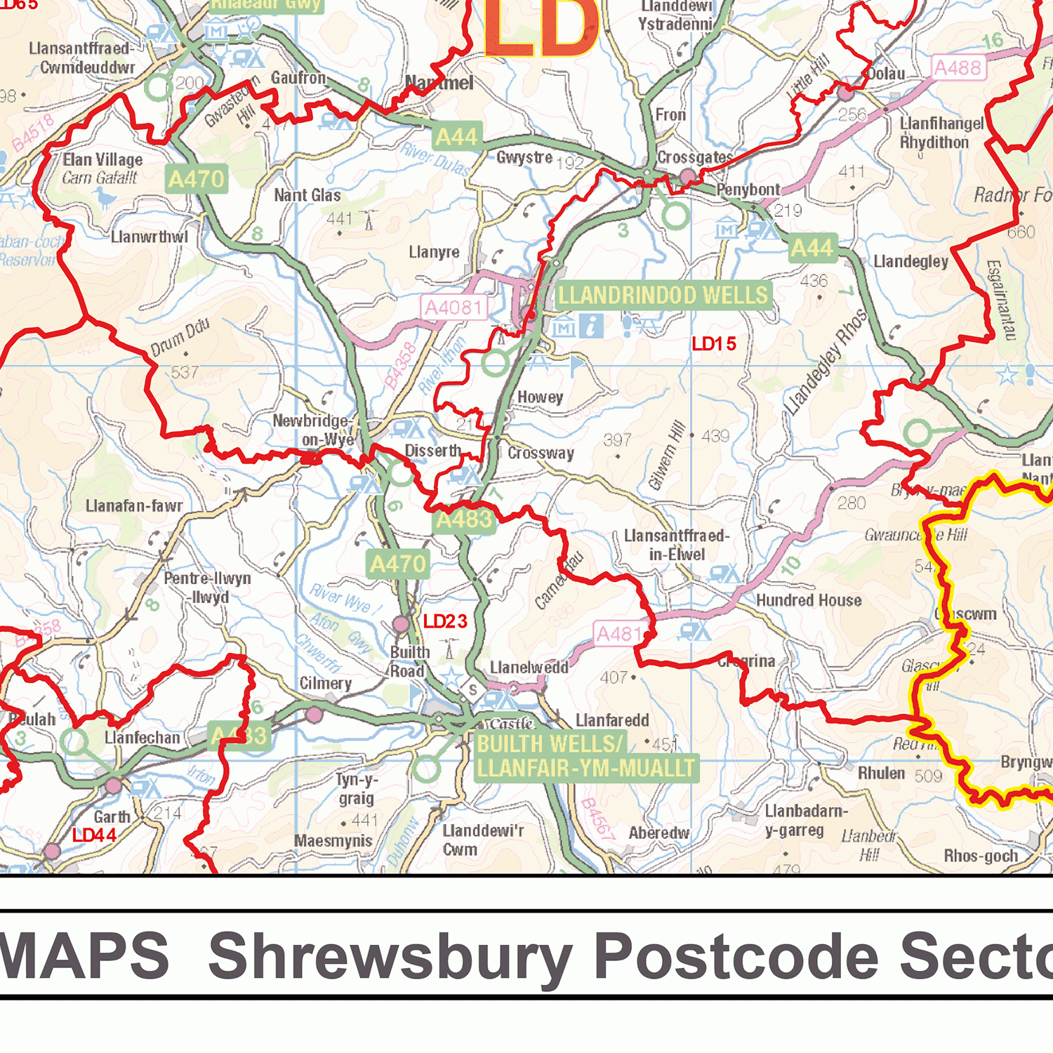 Shrewsbury - SY - Postcode Wall Map