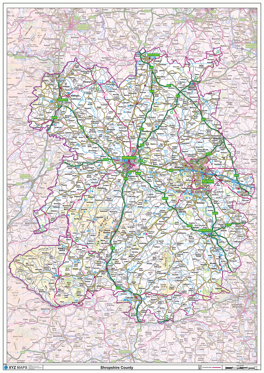 Shropshire County Map - (CY35)