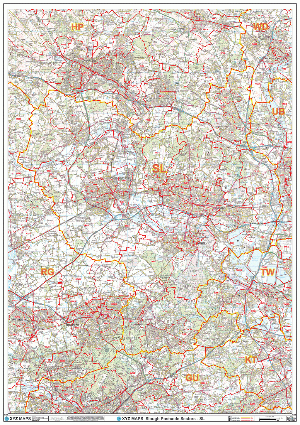 Slough - SL - Postcode Wall Map