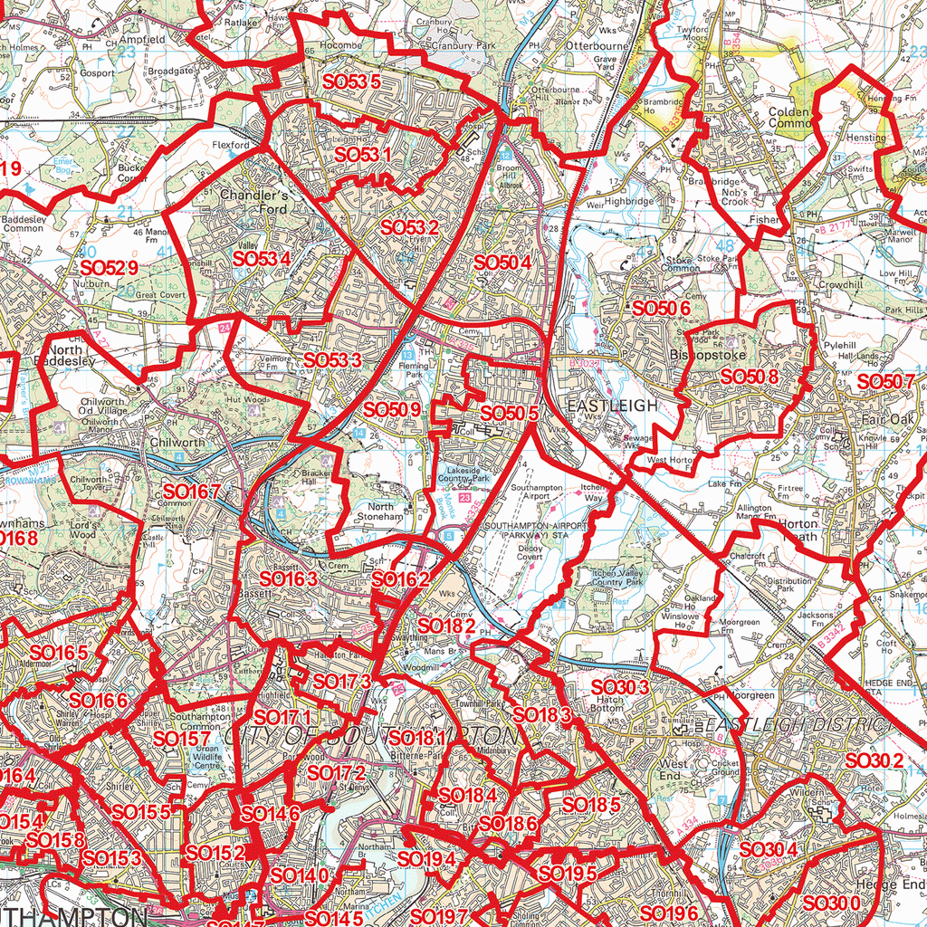 Southampton - SO - Postcode Wall Map