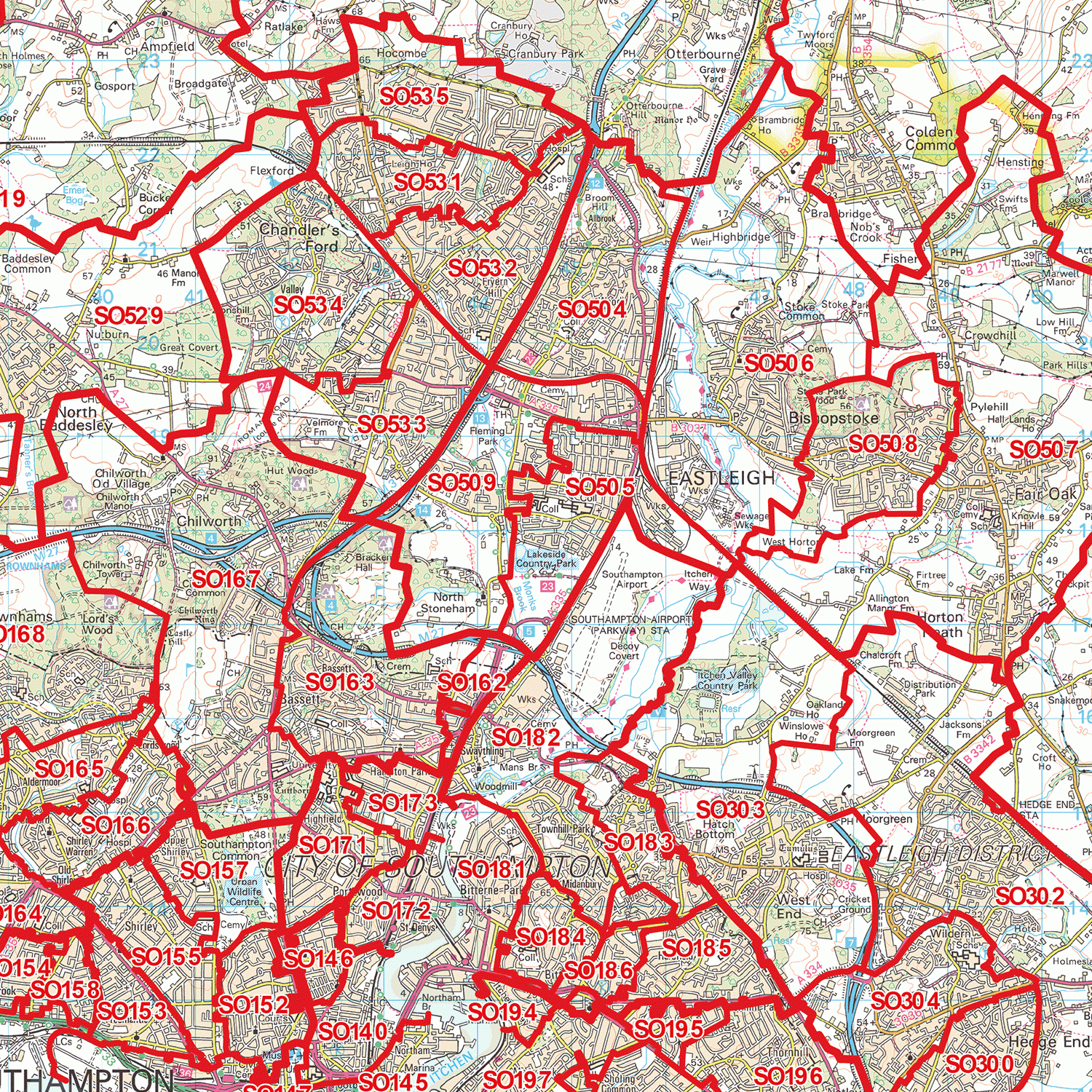 Southampton - SO - Postcode Wall Map