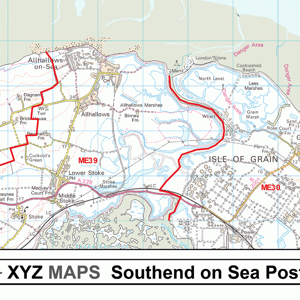Southend on Sea  - SS - Postcode Wall Map