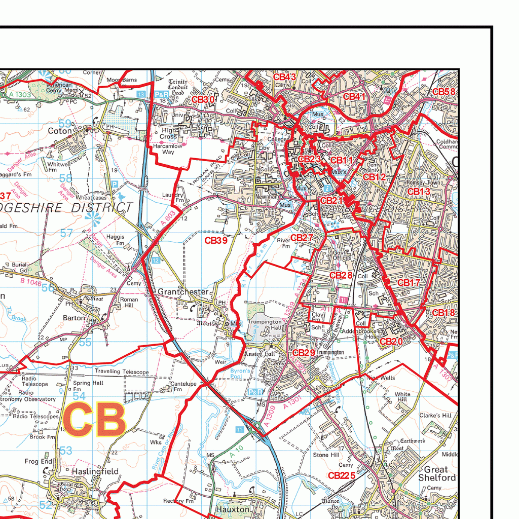 Stevenage - SG - Postcode Wall Map