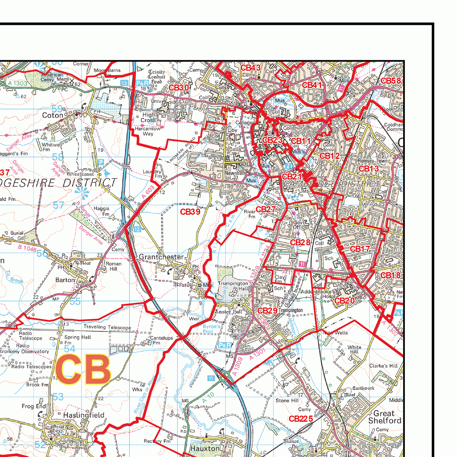 Stevenage - SG - Postcode Wall Map