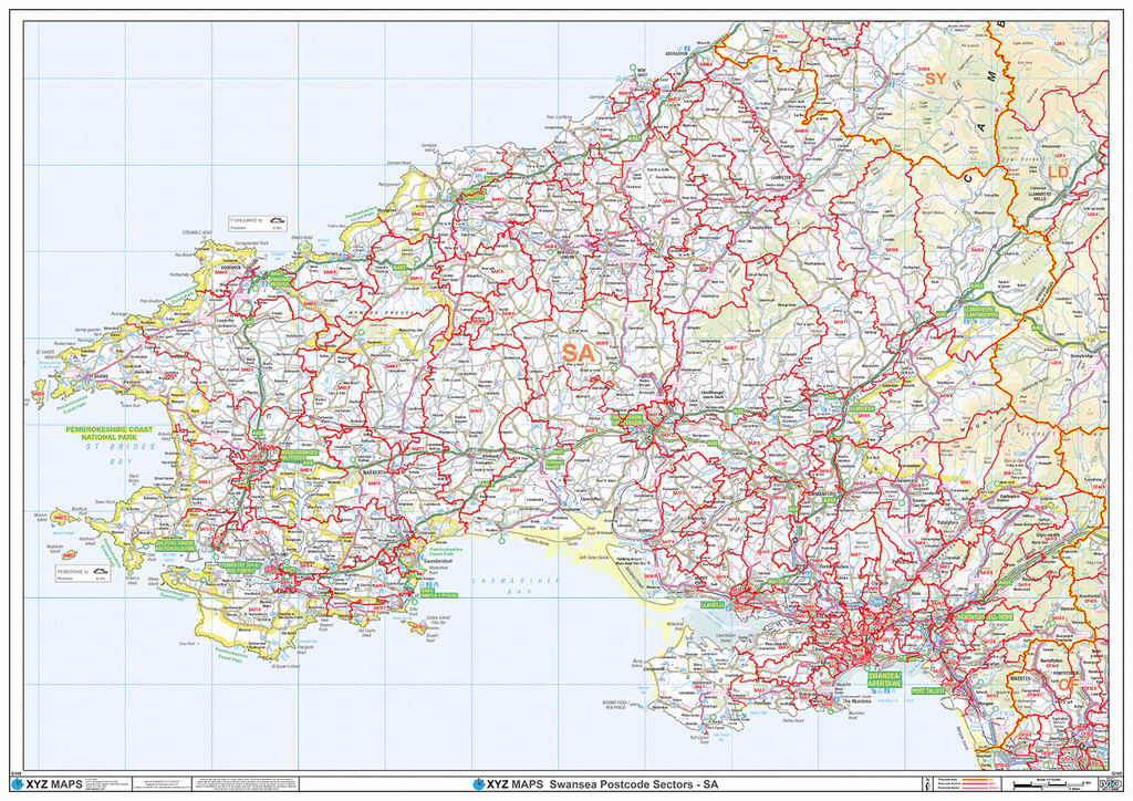 Swansea - SA - Postcode Wall Map