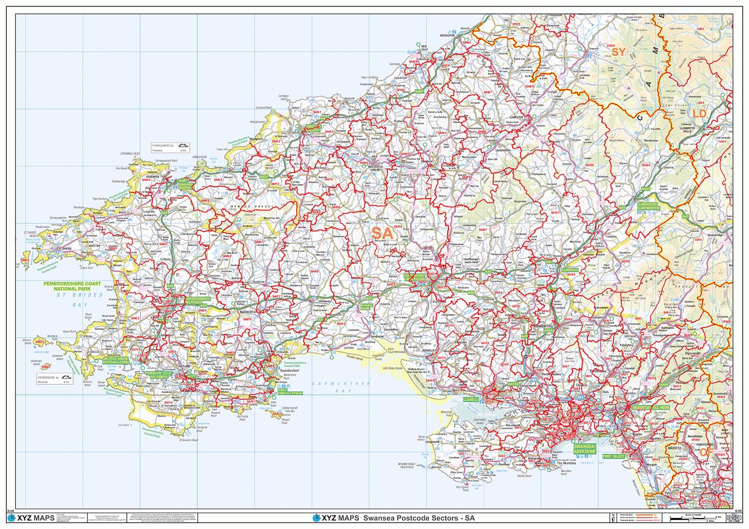 Swansea - SA - Postcode Wall Map