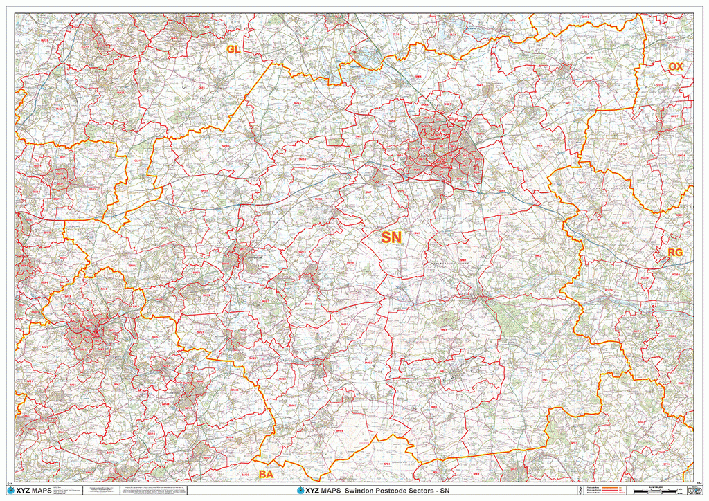 Swindon - SN - Postcode Wall Map